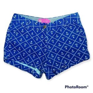 Macbeth Collection blue with white anchors cotton shorts